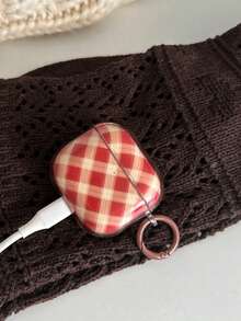 Retro Red Rhombus Semi-Transparent 4th Gen Earphone Case, Compatible With Apple 1/2, 3, Pro 3, Anti-Fall Protective Cover With Pendant - Multicolor - View 4