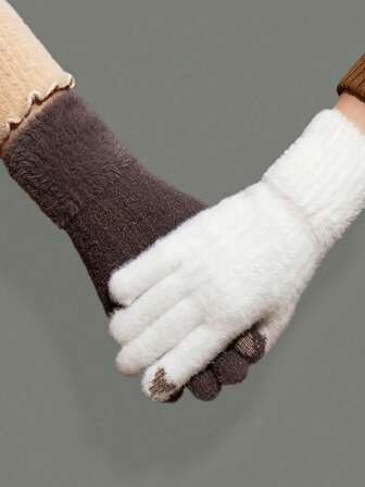 1Pair Heart Pattern Gloves, Soft Textured Casual Daily Gloves, Fashion Statement Accessory For Autumn & Winter, Ideal For Men In Outdoor Strolling, Indoor Leisure, Dating & Streetwear Looks