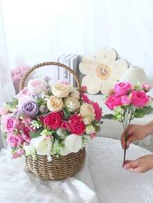 1Bunch 5-Head Peonies Artificial Flowers, Fake Flowers Pink Peonies Faux Flowers Vintage Artificial Silk Flower Peonies Bouquets Floral Arrangements Home Wedding Party Coffee Table Decor Home Decor Item, Romantic, Wall Decor, Holiday Decoration