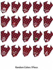 Christmas Pet Bandana With Santa Claus And Reindeer Pattern, Merry Christmas Pattern Pet Kerchiefs,Adjustable Xmas Theme Pattern Printing Dog Triangle Bibs Scarfs,Suitable For Small To Medium Dogs And Cats, Machine Washable - Red - View 12