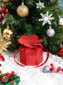 10pcs Creative Flower Petal Candy Box, European Style Wedding Table Gifts Hexagonal Flower Petal Box With Ribbon, Wedding Favor Box - Multicolor - View 12