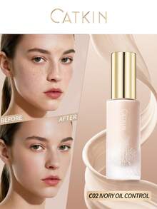 CATKIN Dreamworld Liquid Foundation Lightweight & Medium Coverage Light Ivory Long-Lasting & Buildable Foundation 30ml C02 Ivory (Oil Control) - C02 Ngà (Kiềm dầu) - Xem 1