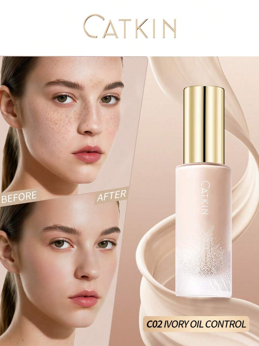 CATKIN Dreamworld Liquid Foundation Lightweight & Medium Coverage Light Ivory Long-Lasting & Buildable Foundation 30ml C02 Ivory (Oil Control) - C02 Ngà (Kiềm dầu) - Xem 1