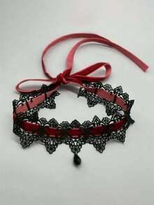 1pc Lace Choker Necklace, Ascetic Style Accessory, Suitable For Halloween - Lace - View 9