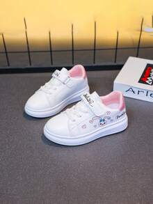1 Pair Back To School Popular Kids Shoes For Girls, Cartoon Rabbit Design White Sneakers, Fashionable Non-Slip Durable Soles For Comfortable Wear - Pink - View 4