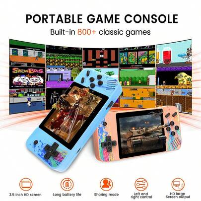 3.5" HD Horizontal Screen Handheld Game Console | Preloaded 800 Retro Nostalgic Arcade Games | TV-Connectable | Portable Gaming Player For Birthday, Home, Travel, Christmas Gift