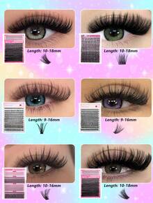 12pcs/Set False Eyelashes, Including Super Dense/Extra Dense/Dense/Voluminous/Spiky/Lower Lash Sets, Waterproof Material, Suitable For Beginners And Experienced Users, Easy To Wear At Home, Soft And Comfortable, Create Natural Makeup Look, Suitable For Daily Makeup - 黑色 - 查看 2