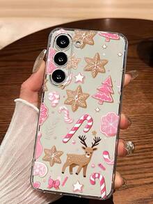 1 szt. Choinka, płatek śniegu, miękki futerał na telefon z reniferem, kompatybilny z 17/17 Air/17 Pro/17 Pro Max, Honor, Redmi, Galaxy A04e/12/A13/A14/A34/A50/A52/A53/A54/S21/S22/S23/S24/S25/S25Ultra, 6A/7A/8A, 12T/13T - Przezroczysty - Zobacz 6