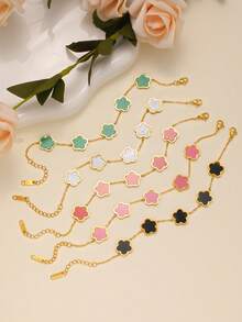 5pcs/Set Minimalist European & American Style Bracelet, Necklace, Ring Jewelry Set For Women, Suitable For Party, Gathering, Daily Wear - Five-piece Set - View 2
