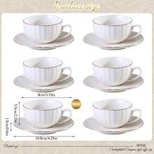 Porcelain Tea Cups And Saucers With Gold Trim , British Coffee Cups, Tea Cup Set, Porcelain Tea Set, Cappuccino Cups, Latte Cups,White Tea Cup Set For Women Home Kitchen Office Coffee Shop Tea Party - White - View 8
