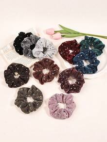 11pcs Satin Fabric Scrunchies With Sequins, Stretchy Hair Ties For Ponytail & Bun Hairstyles, Suitable For Daily, Party, Travel Wear, Travel, Hair Stuff, Stocking Stuffers For Women, Stocking Fillers Women, Christmas Gifts, Christmas Stocking Fillers, Gift, Christmas Gift, Stocking Stuffers For Adults, Stocking Fillers For Adult, Hair Stuff, Stocking Stuffer, Coming-Of-Age Christmas Hair Accessories, Gift Ideas For Women, Beauty Stocking Fillers, Christmas - Multicolor - View 9