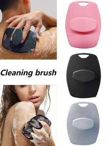 1 pezzo Spazzola da bagno a forma ovale, spazzola da bagno portatile, manico antiscivolo ergonomico, per pulire e massaggiare la pelle - Multicolore - Visualizzare 1