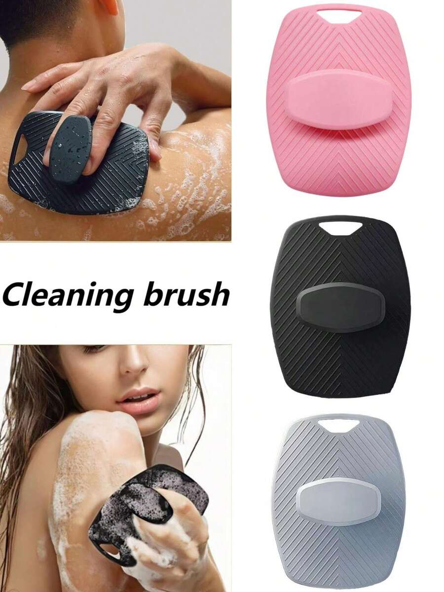 1 pezzo Spazzola da bagno a forma ovale, spazzola da bagno portatile, manico antiscivolo ergonomico, per pulire e massaggiare la pelle - Multicolore - Visualizzare 1