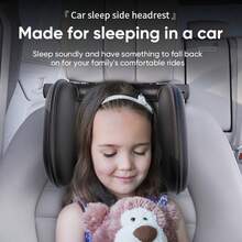 ROOLAEFOO Atmungsaktives Autoschlafkissen aus Stoff|Verstellbare Kopfstütze für Autositze mit Metallstangen|180° drehbar & platzsparend|Weiches Nackenkissen für Erwachsene & Kinder|Ohne Werkzeug installierbar|Ideal für lange Fahrten & Reisen