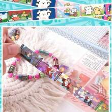 1套卡通DIY装饰贴纸手链套装!可共享贴纸手链!DIY手工珍珠串手链 - 卡通贴纸 - 随机颜色珠子 - 随机图案 - 贴纸手工珍珠串手链套装 - 便携贴纸 - 送给男孩、女孩的礼物,节日、派对、生日、圣诞节,DIY配饰装饰,培养孩子的动手能力和创意搭配技巧 - 隐藏贴纸或手链,卡通贴纸,DIY手工手链,送给朋友和孩子的精美手工礼物 - 彩色 - 查看 5