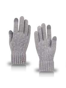 1 pieza Guantes de invierno cálidos, con pantalla táctil, forro térmico, de punto, a prueba de viento, para ciclismo, para hombres esponjosos
