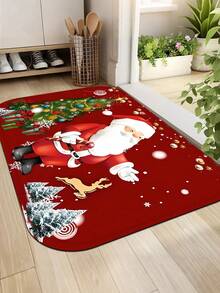 Felpudo decorativo con estampado de Papá Noel, hecho de poliéster, lavable a máquina, antideslizante y resistente a las manchas, liviano y adecuado para el hogar, dormitorio/sala de estar/cocina, tejido a máquina, diseño navideño para alfombra de cocina - Multicolor - Ver 8