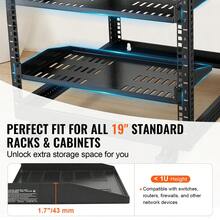 2 X 1U 10"/254mm Deep Vented Rackmount Server Rack Shelves - 10"/254 mm - View 2