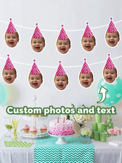 Custom Head Birthday Banner, Custom Birthday Photo Banner, Face Banner, Personalized Birthday Banner Any Age, Personalized Head Face Banner, Custom Birthday Banner Face With Hat, Digital Birthday Decorations Face Banner Gift For His Birthday