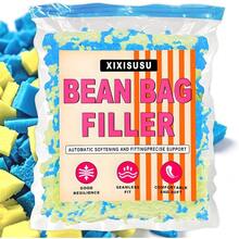 Bean Bag Filler Refill - 1LB Premium White Shredded Memory Foam Stuffing | Compatible With Bean Bag Chairs | Soft, Supportive & Odor-Free Filling For Dolls, Pet Beds And Pillows (Blue&Yellow) - 藍色和黃色 - 查看 1