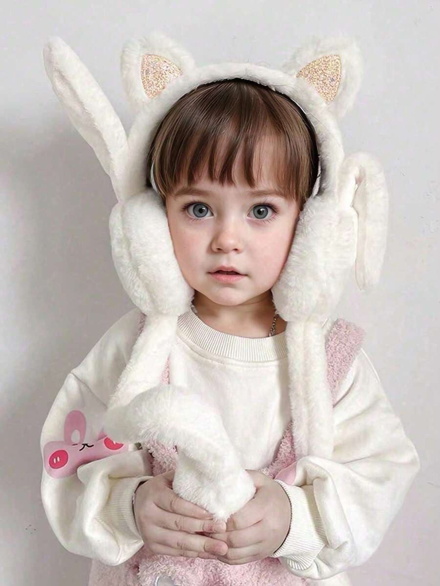 1pc Kids Solid Color Cute Cat Ear Movable Autumn/Winter Warm Ear Muffs