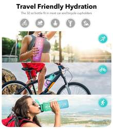 Motivational Water Bottle With Time Marker And Fruit Strainer, Leak-Proof, With Carrying Strap, Perfect For Fitness, Gym And Sports - 綠色 - 查看 8