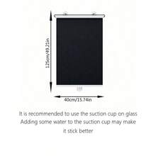 无需钻孔遮光百叶窗带 3 个吸盘黑色可伸缩卷帘便携式窗帘适用于家庭办公室汽车