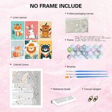6 件套无框 DIY 成人数字油画入门套装 插画卡通动物数字油画 手工艺品 DIY 制作套装 适用于家居墙面装饰 20x30 厘米/7.87x11.81 英寸 - 彩色 - 查看 6