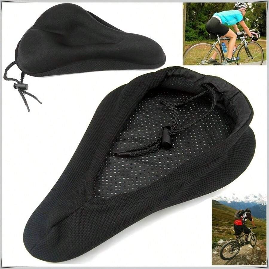 Bike Seat Cushion - Soft And Thickened Gel Bicycle Saddle Pad Enhances Riding Comfort, Suitable For Road And Mountain Bikes. Bike Seat Cover - Cycling Accessories Featuring Sponge Bike Seat Cushion With Center Groove Ventilation Design.