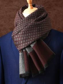 1 件男女通用奢华围巾，男士时尚印花围巾，商务围巾，经典 180 * 30 厘米流苏披肩，格子围巾，男士商务围巾 - 彩色 - 查看 7