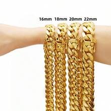 20mm 316L Stainless Steel Miami Curb Chain Nekclace Or Bracelet  For Men Jewelry Cuban Link Chain Necklaces For Men Gold Chain Cuban Link Chain Women Baddies Chain Accessories Suitable As Valentine's Day Gift, For Party And Daily Wear Auspicious New Year Gifts - 20毫米(0.78吋) - 查看 4