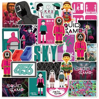 SQUID GAME 25 张/套贴纸，独特的守卫角色、符号和游戏场景，优质防水涂鸦贴纸，适用于笔记本电脑、手机、水瓶、剪贴簿、DIY 项目，是送给粉丝的完美礼物