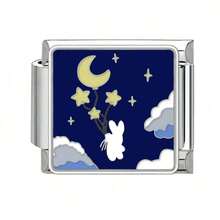 1/5/10/20/30/50pcs Stainless Steel Modular Bracelet Components, Romantic Starry Night Sky Series, DIY Detachable Bracelet Spring Cube