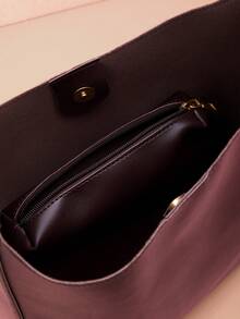 Hatastic 新款慵懒风圆筒包复古单肩斜挎包，大容量手提包，简约风格女包，商务休闲女包，完美适用于办公室、商务和工作场合，复古风情女包，音乐节礼物之选 - 咖啡棕 - 查看 5