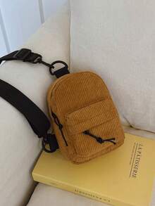 时尚青少年斜挎腰包，纯色尼龙胸包，休闲小背包