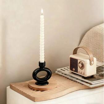 1pc 11cm Nordic Minimalist Ceramic Candle Holder, Suitable For Bedroom/Living Room Tabletop Candle Decor, Candlelit Dinner Props, Wedding Decorations/Gifts, Birthday Presents, Party Celebrations, Photography Props, Women's Gifts