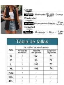 Chaleco de lino o de estilo chaqueta para mujer, de corte casual, con un diseño sencillo y color sólido, versátil y a la moda - Negro - Ver 5