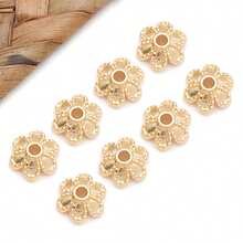 10/50 件真 18K 镀金花丝金色花形珠子端盖 漂亮花丝金色珠子端盖 适用于工艺品 DIY 珠宝制作用品 - 金色 - 查看 22