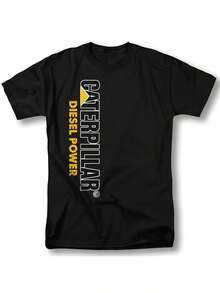 Men's For CATERPILLAR Logo Heavy Equipment Operator T-Shirt - Official CAT Brand Workwear Style, Black With Yellow & White Lettering, Comfortable Round Neck Casual Summer Shirt For & Heavy Operators, Machine Washable, Regular Fit, Adult Sizes, Iconic CAT Logo Design - màu đen - Xem 1