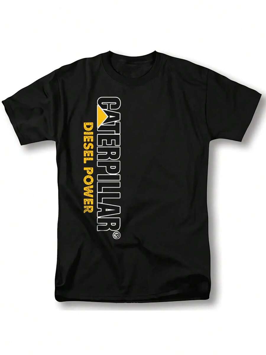 Men's For CATERPILLAR Logo Heavy Equipment Operator T-Shirt - Official CAT Brand Workwear Style, Black With Yellow & White Lettering, Comfortable Round Neck Casual Summer Shirt For & Heavy Operators, Machine Washable, Regular Fit, Adult Sizes, Iconic CAT Logo Design - màu đen - Xem 1