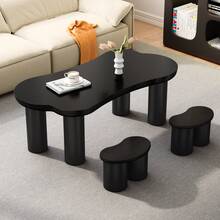 Irregular Bench, 2 Small Stools, 16*42*24.5 Cm, Black Irregular Coffee Table Bench - Black - View 3