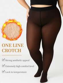 5 Colors Women'S Fleece Lined Leggings - High Waisted Sheer Fake Translucent Thermal Footed Tights, Polyester Blend, Knit Fabric, Solid Color, Hand Wash Or Professional Dry Clean - 巧克力 - 查看 4