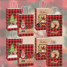 6/12/24件/套 21*15*8CM 2024 纸质创意优雅派对圣诞节节日礼品袋，泰迪熊、企鹅、雪人、圣诞老人图案可重复使用手提袋，适用于平安夜、圣诞节家庭礼物装饰、包装 - 彩色 - 查看 10