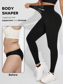1Pc Women's Black High-Waisted Bottoms Waist Cinching Belly Lifting Buttocks Ladies Shapewear Underwear Suitable For Bottoming External Use - 黑色 - 查看 5