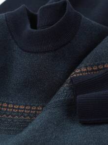 Men Striped Crew Neck Casual Minimalist Design Thick Knit Sweater, Winter, Long Sleeve Top