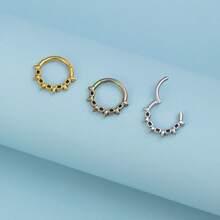 1pc 316 Stainless Steel Segment Nose Ring Punk Style Earrings With Lock Chain Design Spiked Septum Piercing Jewelry
