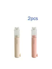 迷你便携折叠牙刷套装带牙膏收纳盒，二合一牙刷轮，多种颜色可选，商务旅行必备工具，成人软毛牙刷，酒店牙刷，旅行洗漱用品必备，牙齿美白，方便收纳