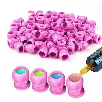 200个/件 骷髅头纹身墨水杯 一次性创意永久化妆颜料容器盖 纹身墨水