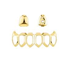 3pcs Goth Unique Hip-Hop Style Gold Copper Plated 18K Gold Vampire Fangs Hollow Star Tooth Jewelry Smooth Finish Halloween Teeth Accessories Perfect For Parties, Music Festivals, And Everyday Wear Gold Jewelry, Halloween Gift Fangs