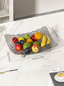 1pc Transparent Or Gray Luxury Fruit Plate, High-End Elegant Fruit Tray For Home Living Room Coffee Table, Hotel Front Desk, Dried Fruit, Candy, Nuts Snack Plate